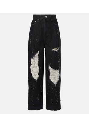 Xu Zhi Embellished distressed wide-leg jeans