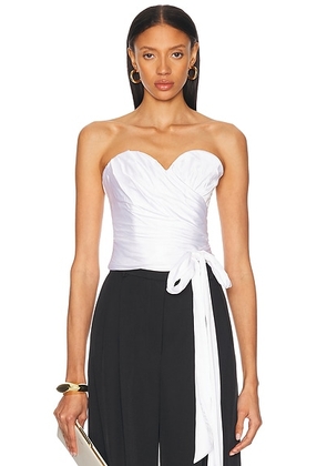Alexandre Vauthier Satin Strapless Top in Optical White - White. Size 34 (also in 36, 38, 40, 42, 44).
