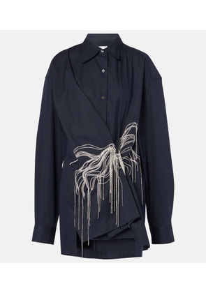 Dries Van Noten Embellished draped cotton gabardine shirt