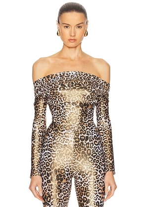 Alexandre Vauthier Panther Bodysuit in Natural - Tan. Size 34 (also in 36, 38, 40, 42, 44).