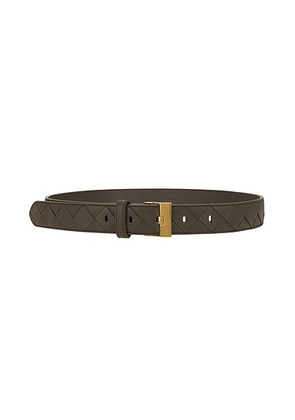 Bottega Veneta Intrecciato Belt in Cypress & Muse Brass - Olive. Size 70 (also in 75, 85).