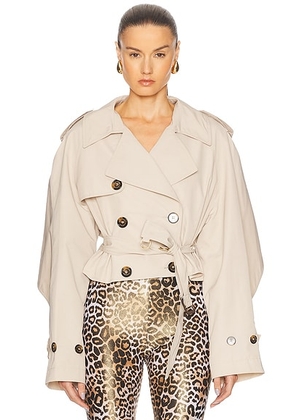 Alexandre Vauthier Taffeta Short Trench Coat in Dune - Neutral. Size 36 (also in 38, 40, 42, 44).