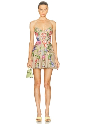 Charo Ruiz Ibiza Marlene Dress in Olive Botanic - Neutral. Size L (also in M, S, XS).