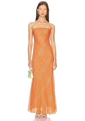Christopher John Rogers Strapless Maxi Dress in Spritz Multi - Orange. Size L (also in ).