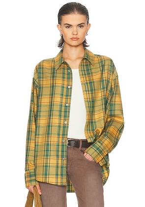 The Elder Statesman Plaid Big Shirt in Sunshine Plaid - Yellow,Green. Size M/L (also in ).