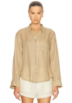 Citizens of Humanity Kayla Shrunken Shirt in Gobi - Tan. Size L (also in XL).