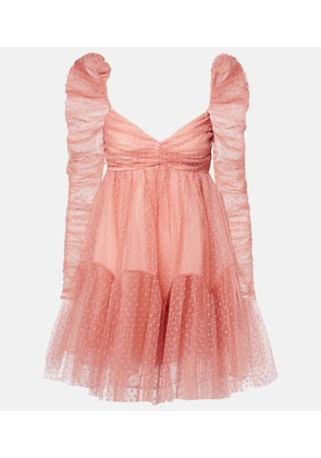 Zimmermann Ruched point d'esprit tulle minidress