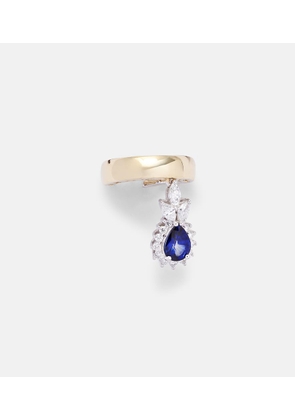 Yeprem Whisper Ear 18kt gold ear cuff with diamonds and sapphire