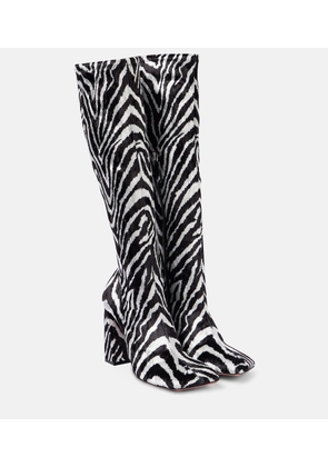 Amina Muaddi Marine Stretch 95 velvet knee-high boots