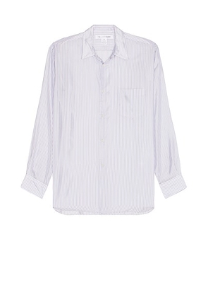 COMME des GARCONS SHIRT Yarn Dyed Cupra Stripe Shirt in Stripe 6 - Blue. Size L (also in ).