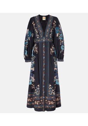 Farm Rio Blossom Tapestry cotton midi dress