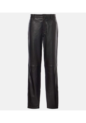 Toteme Mid-rise leather straight pants