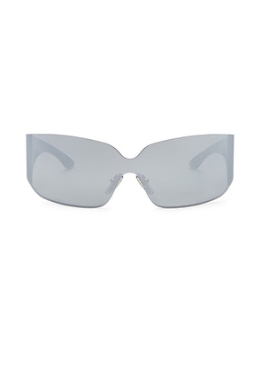 Balenciaga Mono Sunglasses in Silver. Size all.