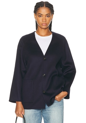 Bottega Veneta Collarless Coat in Navy - Navy. Size 36 (also in 38, 40).