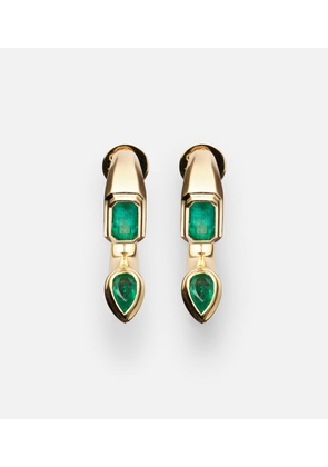 Shay Jewelry Bypass 18kt gold earrings with emeralds