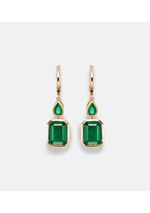 Shay Jewelry Illusion 18kt gold drop earrings with emeralds