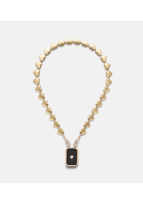 Marie Lichtenberg Heart Scapular 18kt gold and ebony pendant necklace with diamond