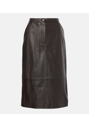 Yves Salomon Leather midi skirt