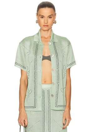 Calle Del Mar Garden Party Short Sleeve Shirt in Eucalyptus & Pine - Sage. Size M (also in ).