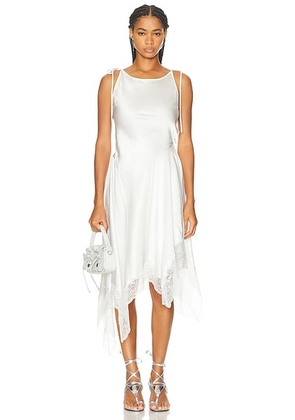 Acne Studios Doyla Satin Lace Dress in White - White. Size 42 (also in 40).