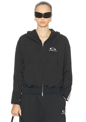 Balenciaga Zipped Zip Up Hoodie in Black & White - Black. Size S (also in ).