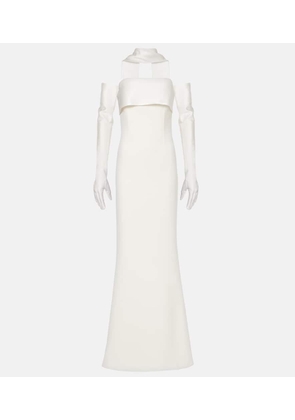 Safiyaa Roshana sash crepe gown with gloves