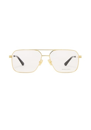 Bottega Veneta Square Eyeglasses in Gold & Transparent - Gold. Size all.