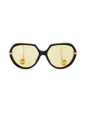 Bottega Veneta Drop Sunglasses in Black  Gold & Yellow - Black. Size all.