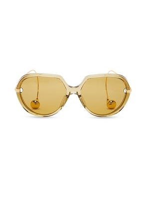 Bottega Veneta Drop Sunglasses in Yellow  Gold  & Brown - Yellow. Size all.