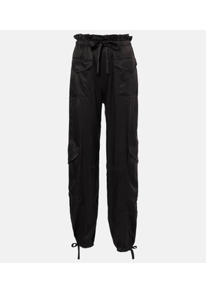 Ganni High-rise satin cargo pants