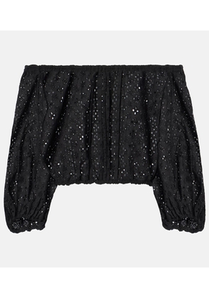 Poupette St Barth Off-shoulder cotton crop top