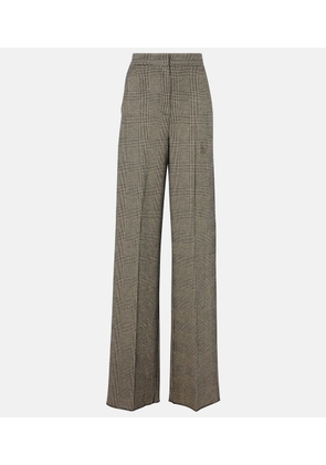 Max Mara Cognac houndstooth wool-blend straight pants