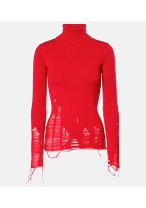MM6 Maison Margiela Distressed wool-blend turtleneck sweater