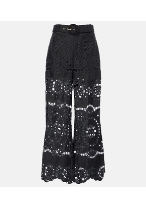 Zimmermann Pop embroidered linen wide-leg pants