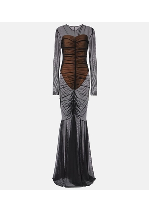 Norma Kamali Shirred sheer gown