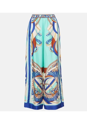 Camilla Printed silk satin palazzo pants