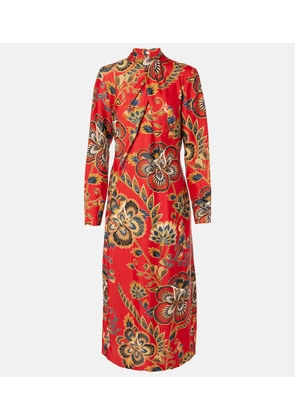 Farm Rio Draped floral midi dress