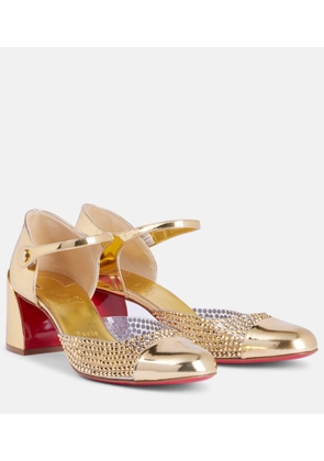 Christian Louboutin Miss MJ Strass mirrored leather and PVC pumps