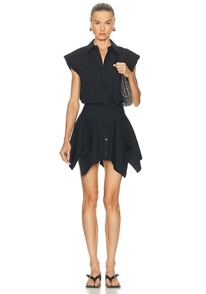 Alexander Wang Cut Off Double Shirt Dress in Black - Black. Size 0 (also in 2, 4, 8).