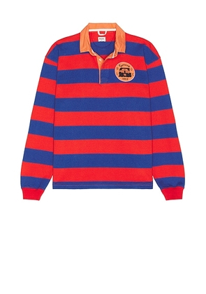 BODE Clubhouse Rugby Shirt in Red & Blue - Red. Size L (also in M, S).