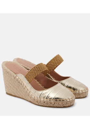 Malone Souliers Siena 70 metallic leather espadrille wedges