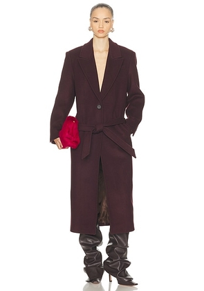 THE ATTICO Long Coat in Burgundy - Burgundy. Size 40 (also in 38).