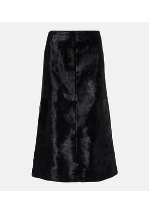 Toteme Paneled calf hair midi skirt