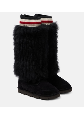 Brunello Cucinelli Mountain shearling-trimmed suede knee-high boots