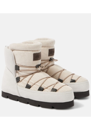 Brunello Cucinelli Shearling-lined corduroy and suede snow boots
