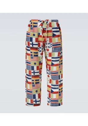 Bode International printed linen straight pants