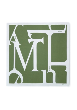 Mulberry Women's Square Scarf - Mulberry Lettering Fern-Eggshell