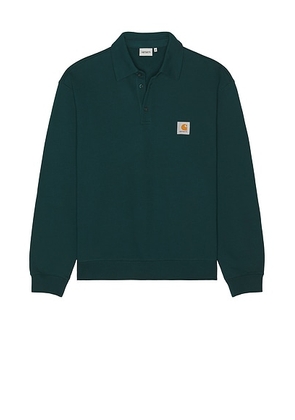 Carhartt WIP Polo Sweatshirt in Dark Fir - Dark Green. Size S (also in ).