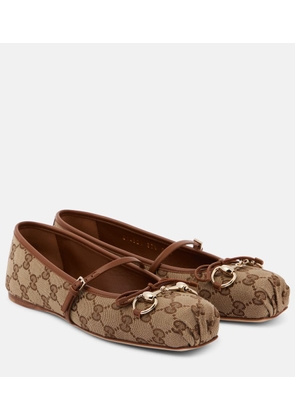 Gucci Gucci Horsebit GG Canvas ballet flats