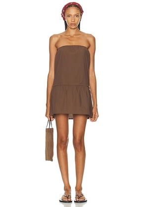 Deiji Studios Button Dress in Carob Check - Brown. Size M (also in S).